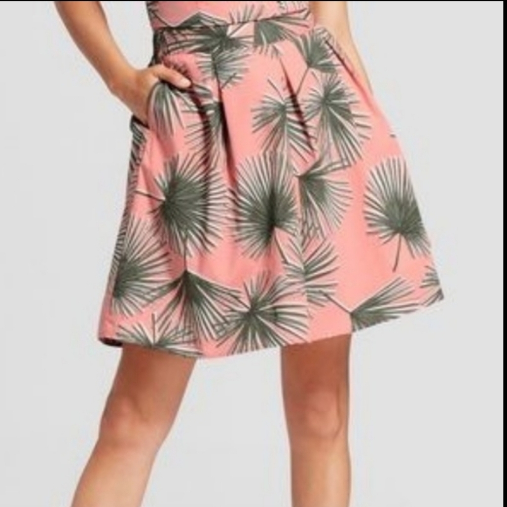A New Day Poplin Palm Leaf Plus Flare Skirt Size XXL